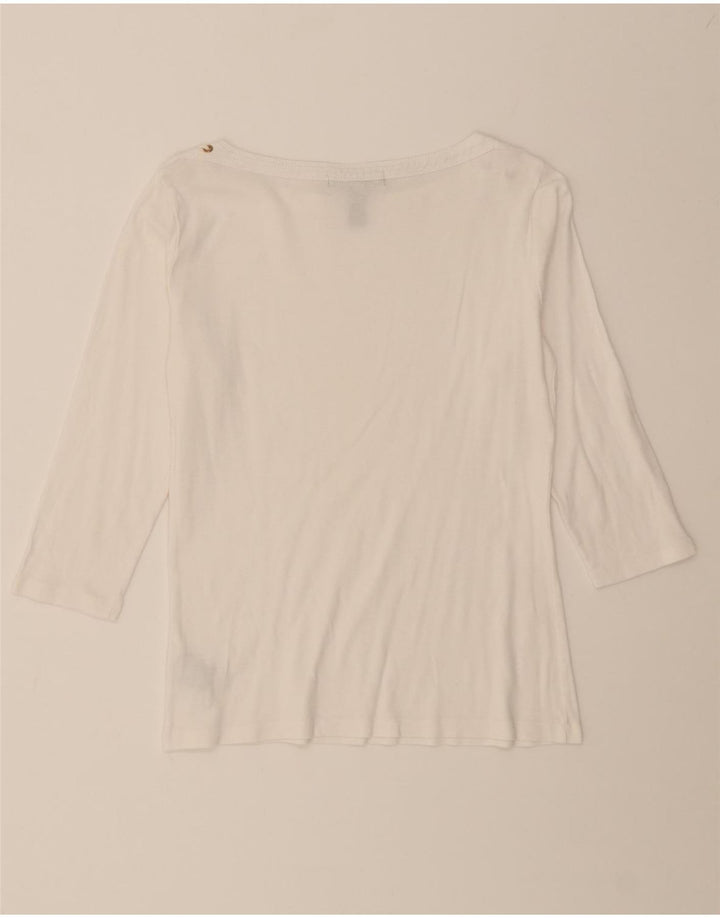 RALPH LAUREN Womens Top 3/4 Sleeve UK 12 Medium White Cotton Vintage Ralph Lauren and Second-Hand Ralph Lauren from Messina Hembry 