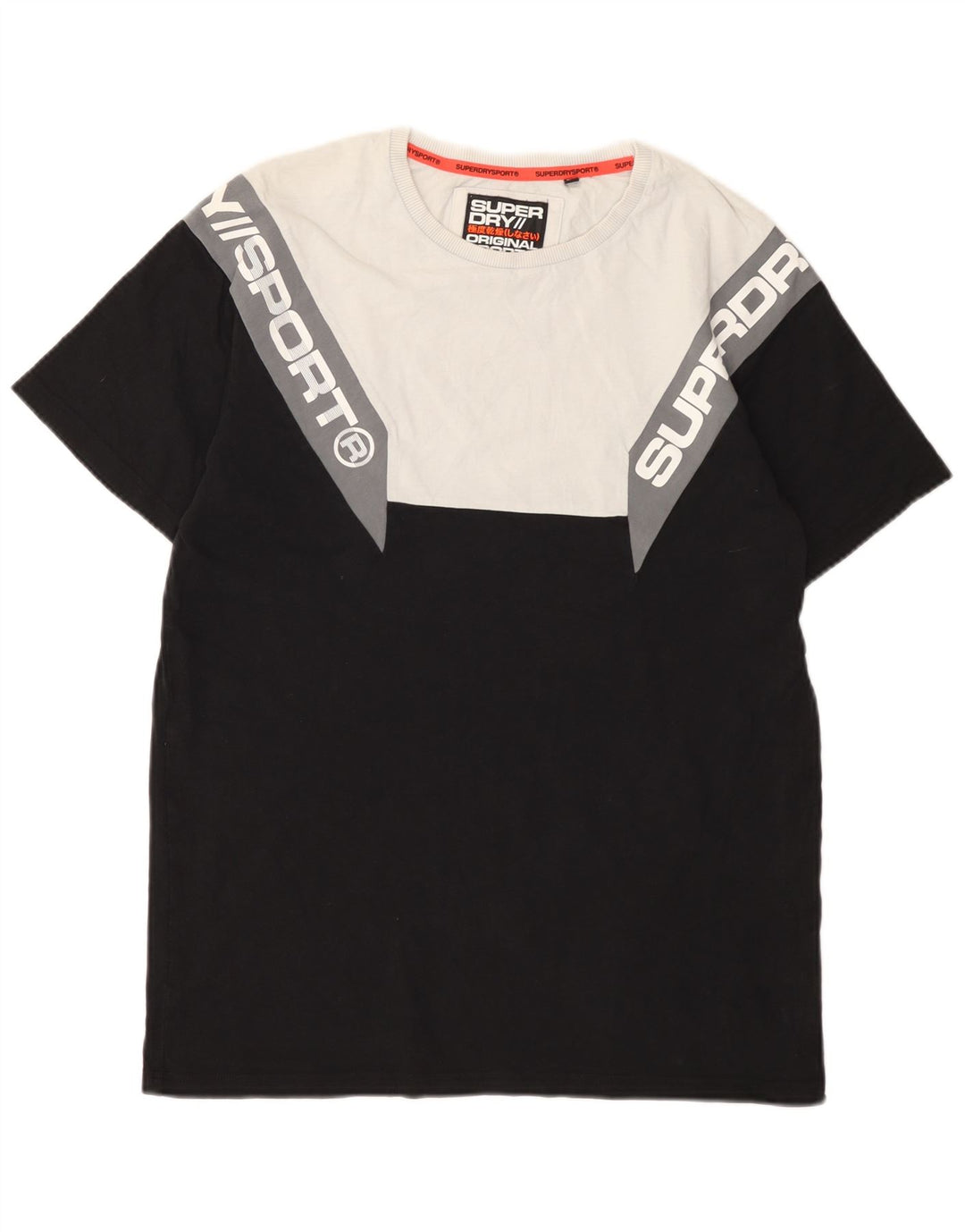 Superdry Grafisk T-shirt til mænd, medium sort Colourblock Bomuld