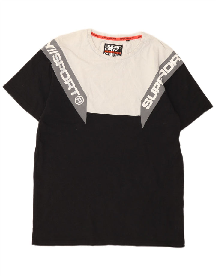 Superdry Grafisk T-shirt til mænd, medium sort Colourblock Bomuld