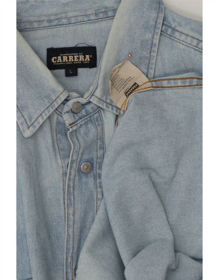 Carrera denimskjorte til mænd, stor blå bomuld