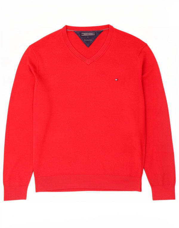 Tommy Hilfiger Herre V-hals sweater XL Rød Bomuld