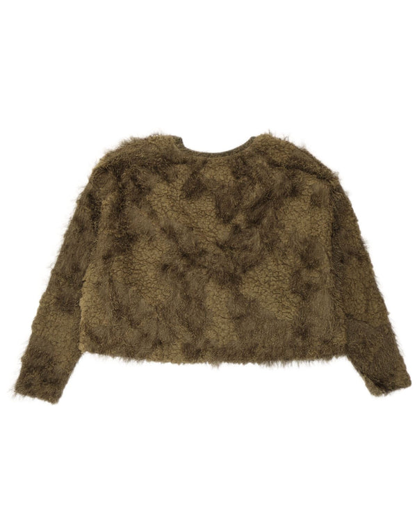 Zara Womens Oversized Crop Boat Neck Jumper Sweater UK 10 Small Khaki