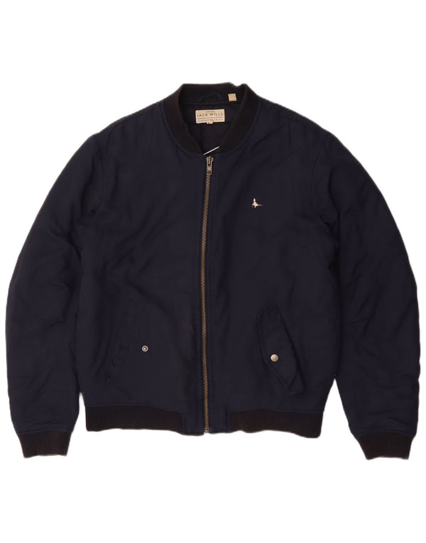 Jack Wills Herre Bomber Jacket UK 38 Medium Navy Blue Nylon