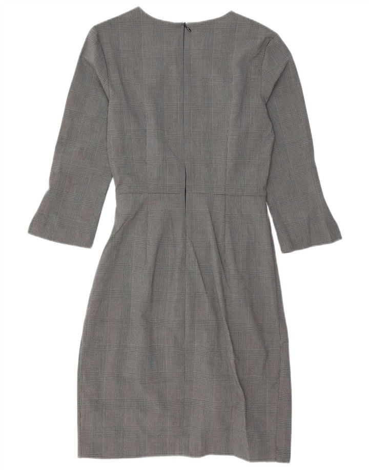 Zara Kvinders 3/4-ærmede Skedekjole UK 10 Small Grå Houndstooth Polyester