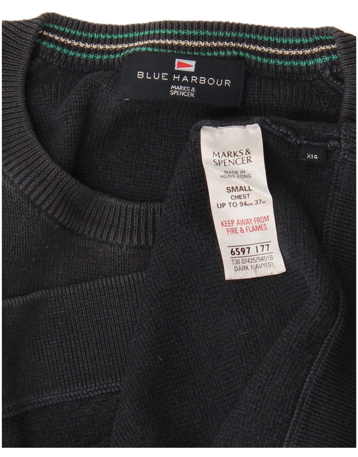 MARKS & SPENCER Herre Blue Harbor Sweatshirt Jumper lille marineblå bomuld