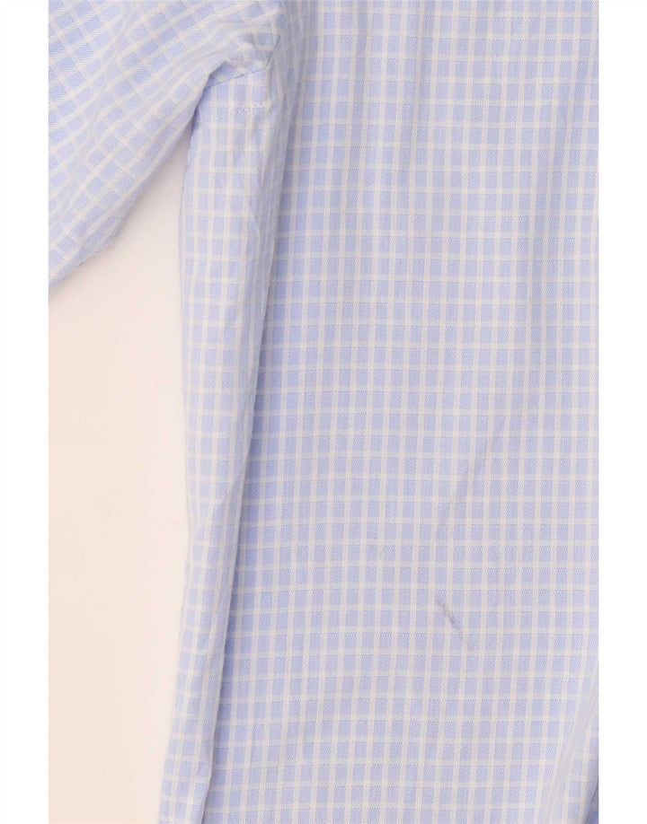 Chaps Herre Stretch Regular Fit Skjorte Størrelse 18 2XL Blå Gingham Bomuld