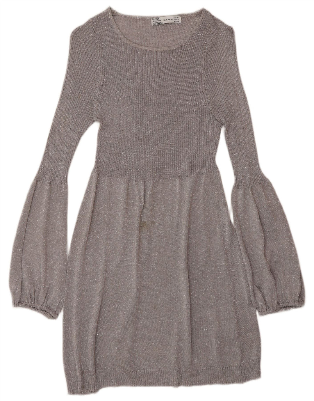 Zara Dame Langærmet Jumper Kjole UK 12 Medium Grå