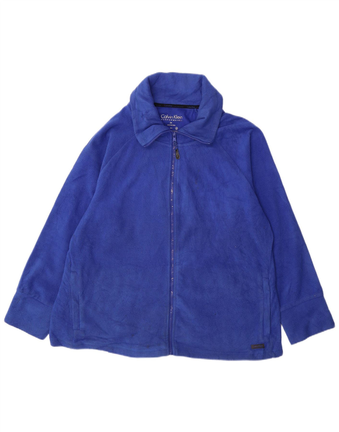 CALVIN KLEIN Herre Performance Fleecejakke UK 44 2XL Blå Polyester