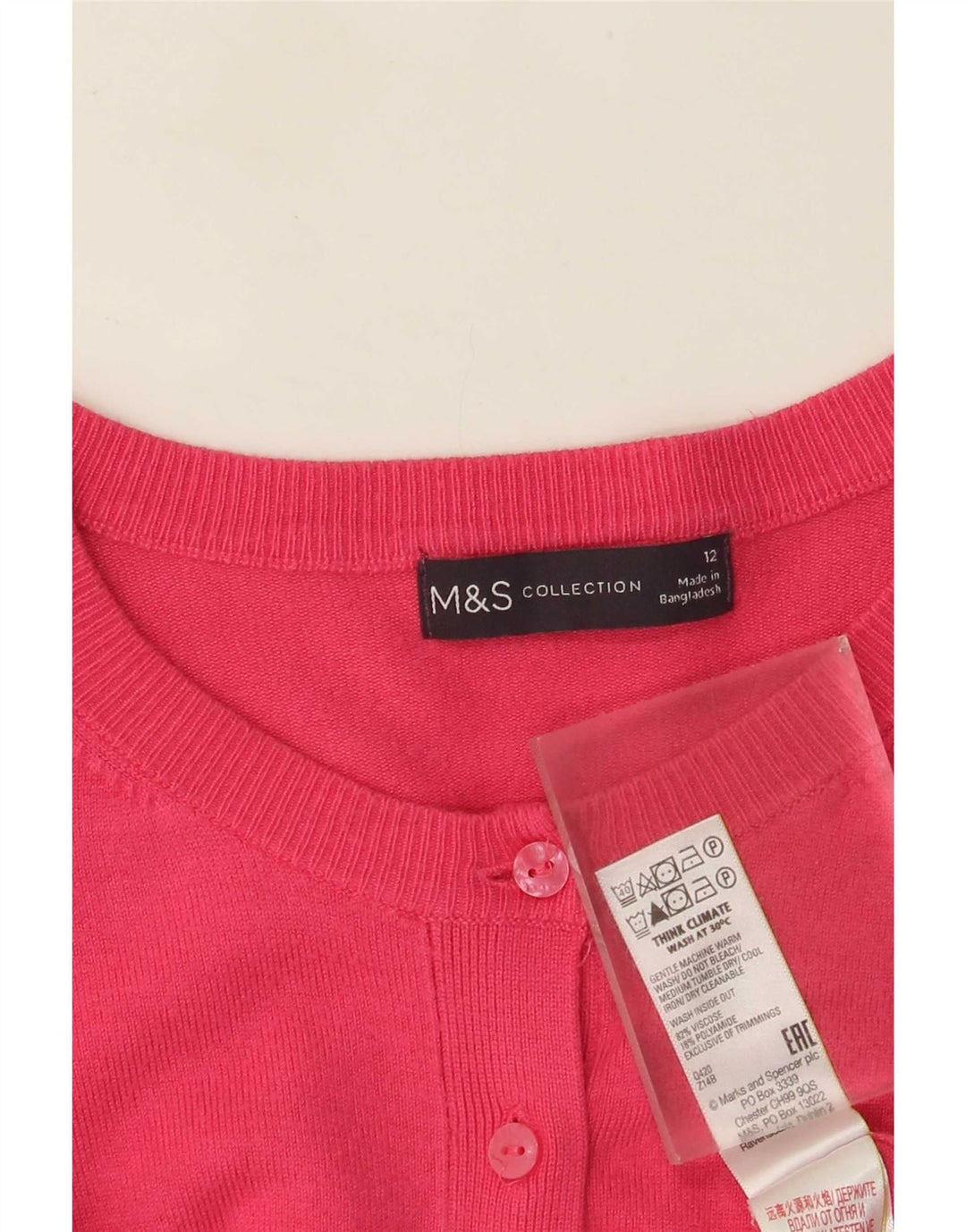 Marks & Spencer dame cardigan sweater UK 12 Medium Pink Viscose
