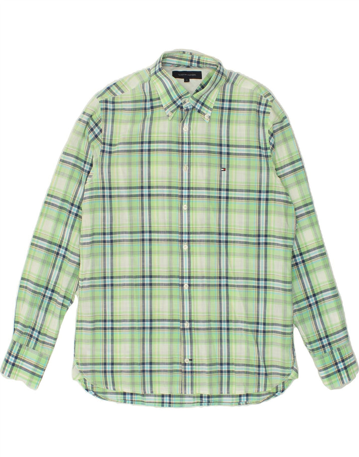 TOMMY HILFIGER Mens Shirt Small Green Check Cotton Vintage Tommy Hilfiger and Second-Hand Tommy Hilfiger from Messina Hembry 