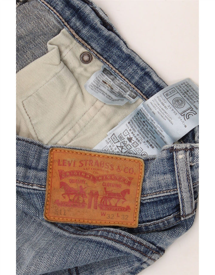 LEVI'S Herre 511 Slim Jeans W32 L32 Blå Bomuld