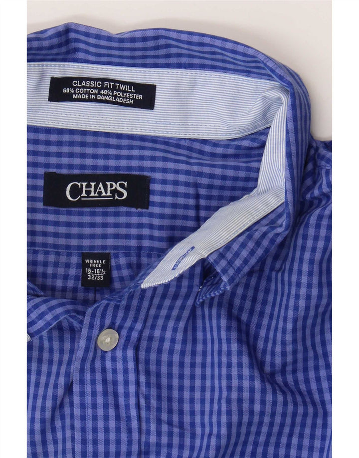 Chaps Herre Classic Fit skjorte str. 16 16 1/2 Large Blue Gingham Cotton