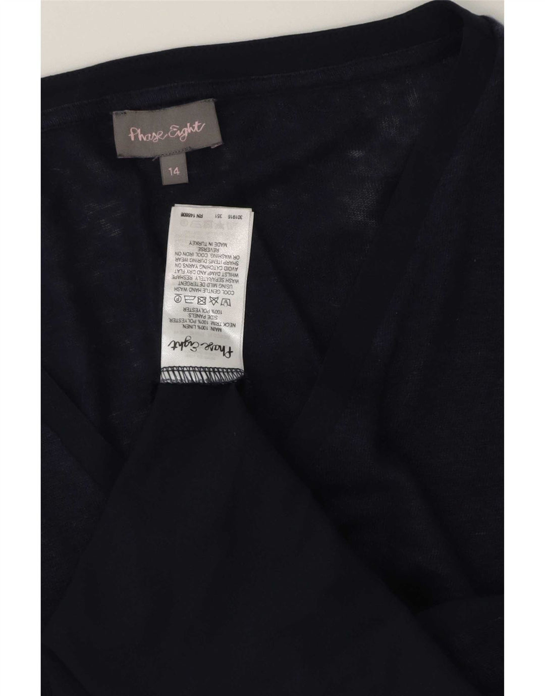 Phase Eight Dame Tunika Top UK 14 Medium Navy Blue Linen