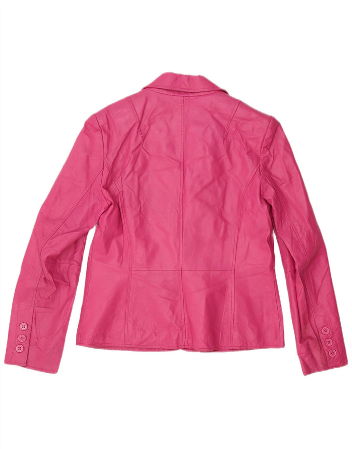 Worthington Dame 2 Button Læder Blazer Jacket UK 12 Medium Pink Læder