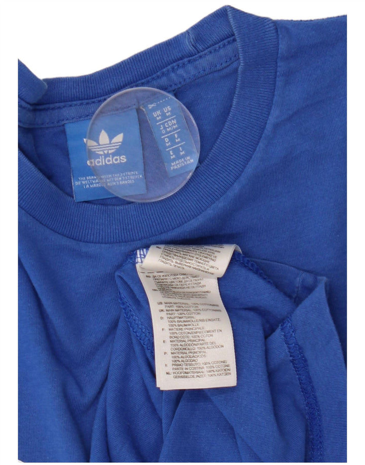 Adidas Grafisk T-shirt top mellemblå bomuld til mænd