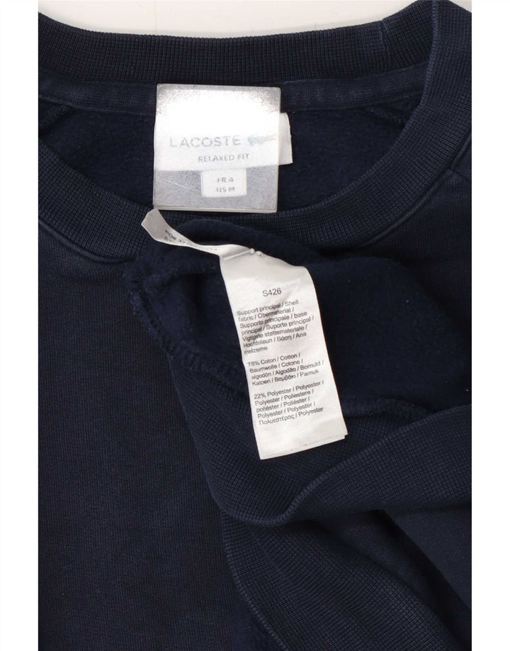 Lacoste Herre Grafisk Sweatshirt Jumper Størrelse 4 Medium Navy Blue Colourblock