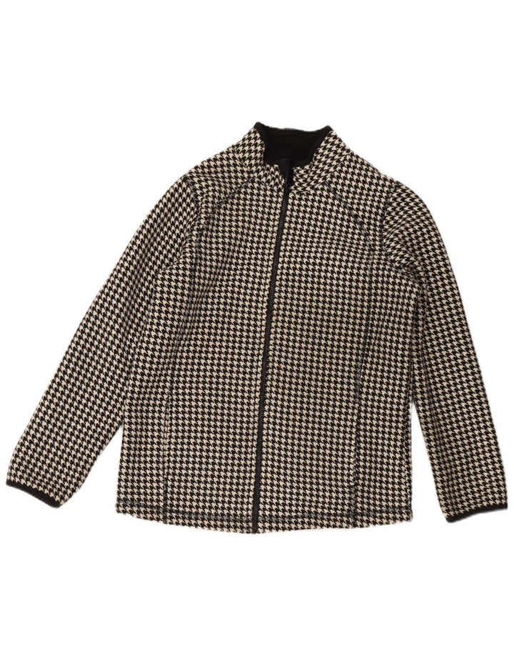 Marks & Spencer Sherpa Fleecejakke til kvinder UK 12 Medium Black Houndstooth