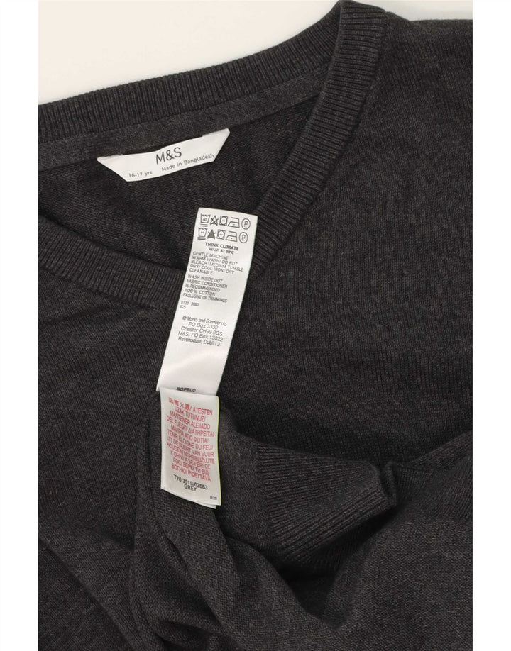 Marks & Spencer Boys V-hals sweater 15-16 år Grå bomuld