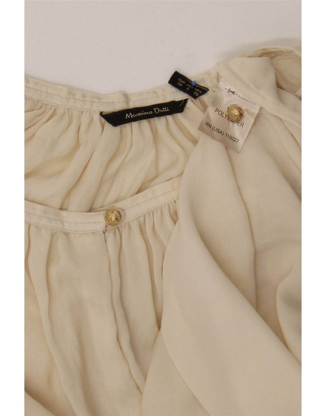 Massimo Dutti Dame Langærmet Bluse Top EU 38 Medium Beige Polyester