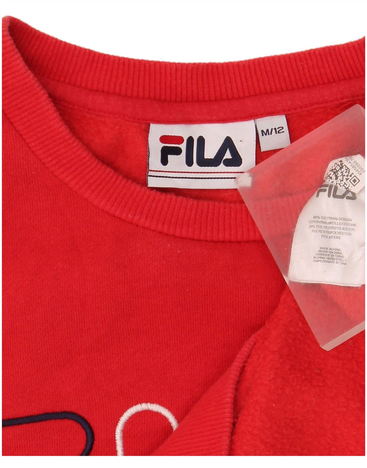 Fila Herre Grafisk Oversized Sweatshirt Jumper UK 12 Medium Rød Bomuld