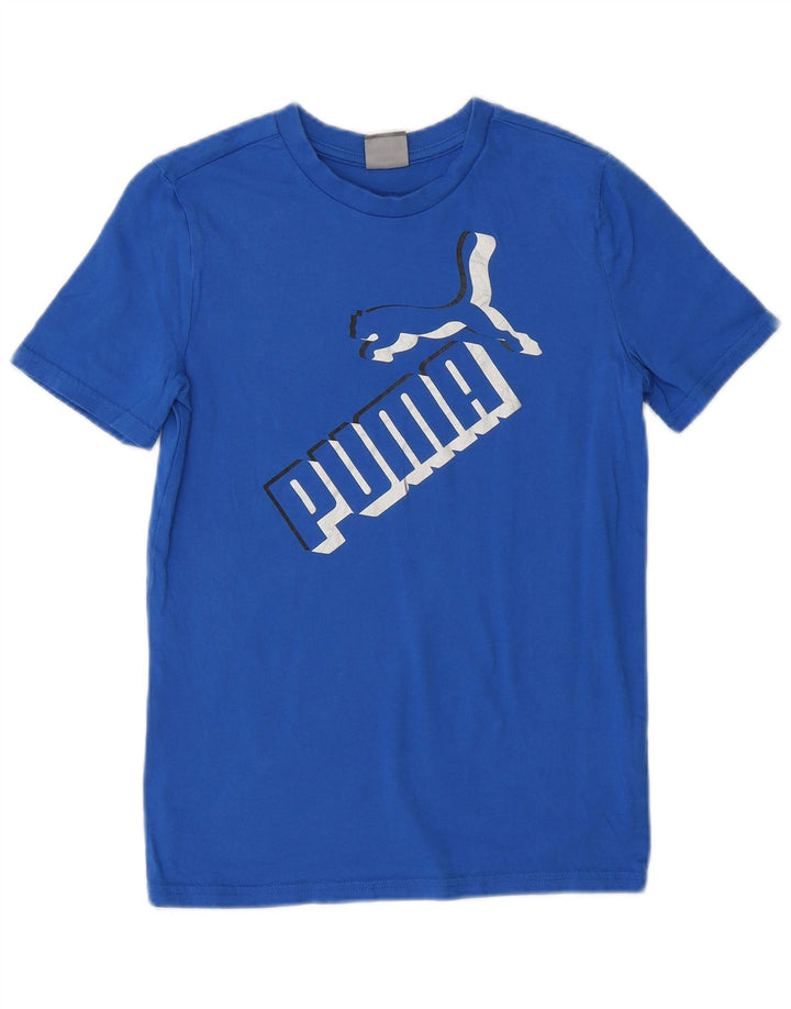 PUMA drenge grafisk t-shirt top 10-11 år medium blå bomuld