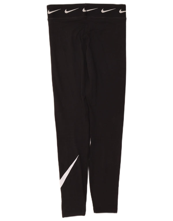 Nike Dame Grafiske Leggings UK 12 Medium Sort Bomuld