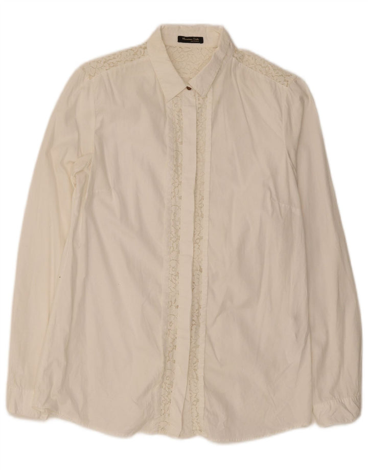 Massimo Dutti Dame Skjorte Bluse EU 40 Medium Hvid Bomuld