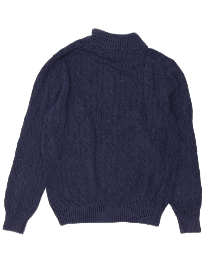 Izod Herre Zip Neck Jumper Sweater Medium Navy Blue Bomuld