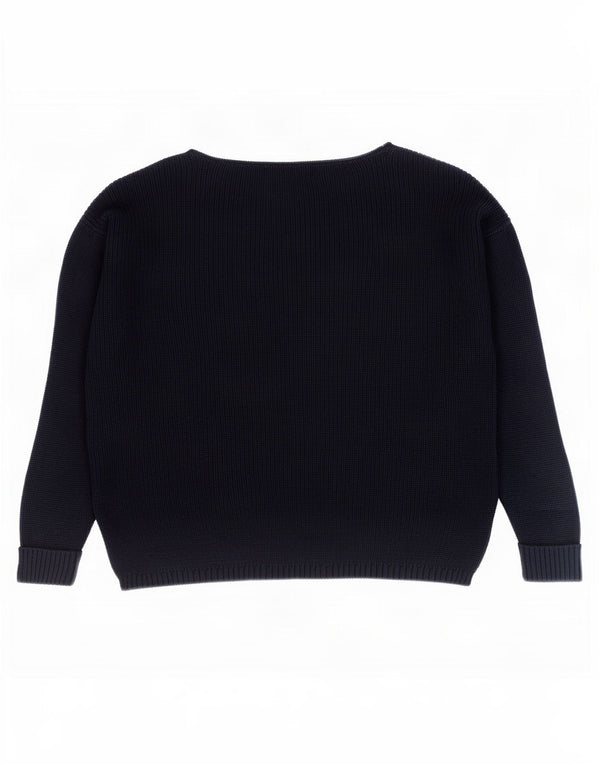 Marks & Spencer Dame Boat Neck Jumper Sweater UK 16 Large Navy Blue