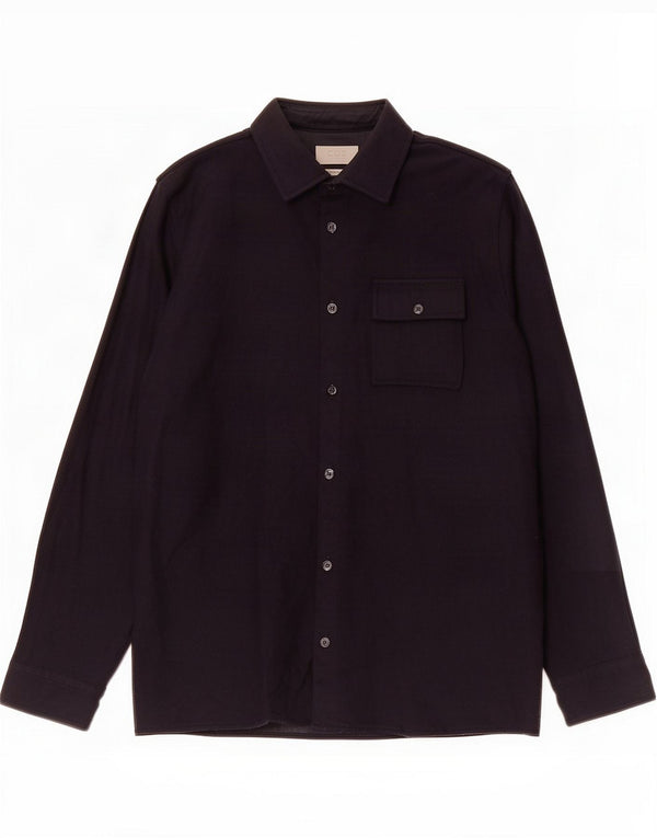 Cos Herre Overshirt Skjorte Small Navy Blue Wool