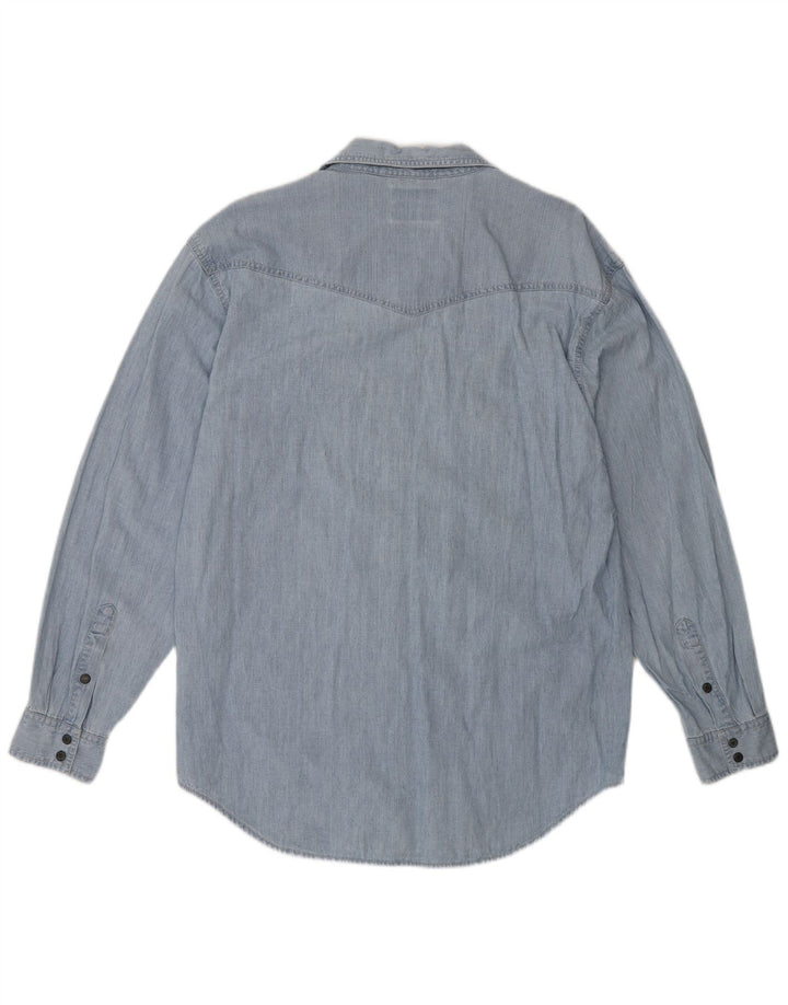 Wrangler denimskjorte til mænd, stor blå bomuld