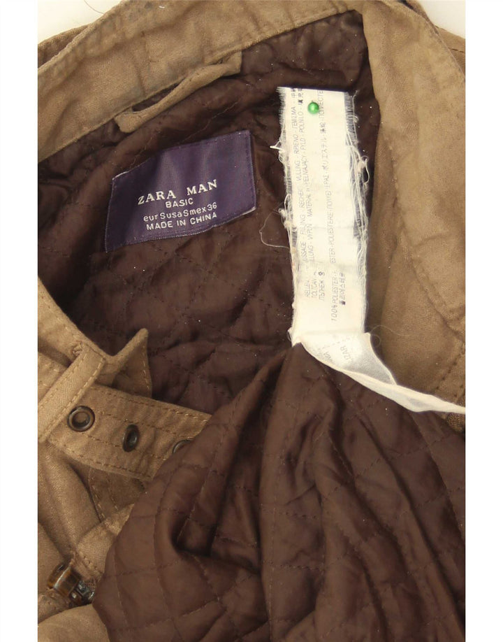 Zara Herre Military Bomber Jacket UK 36 Small Brown