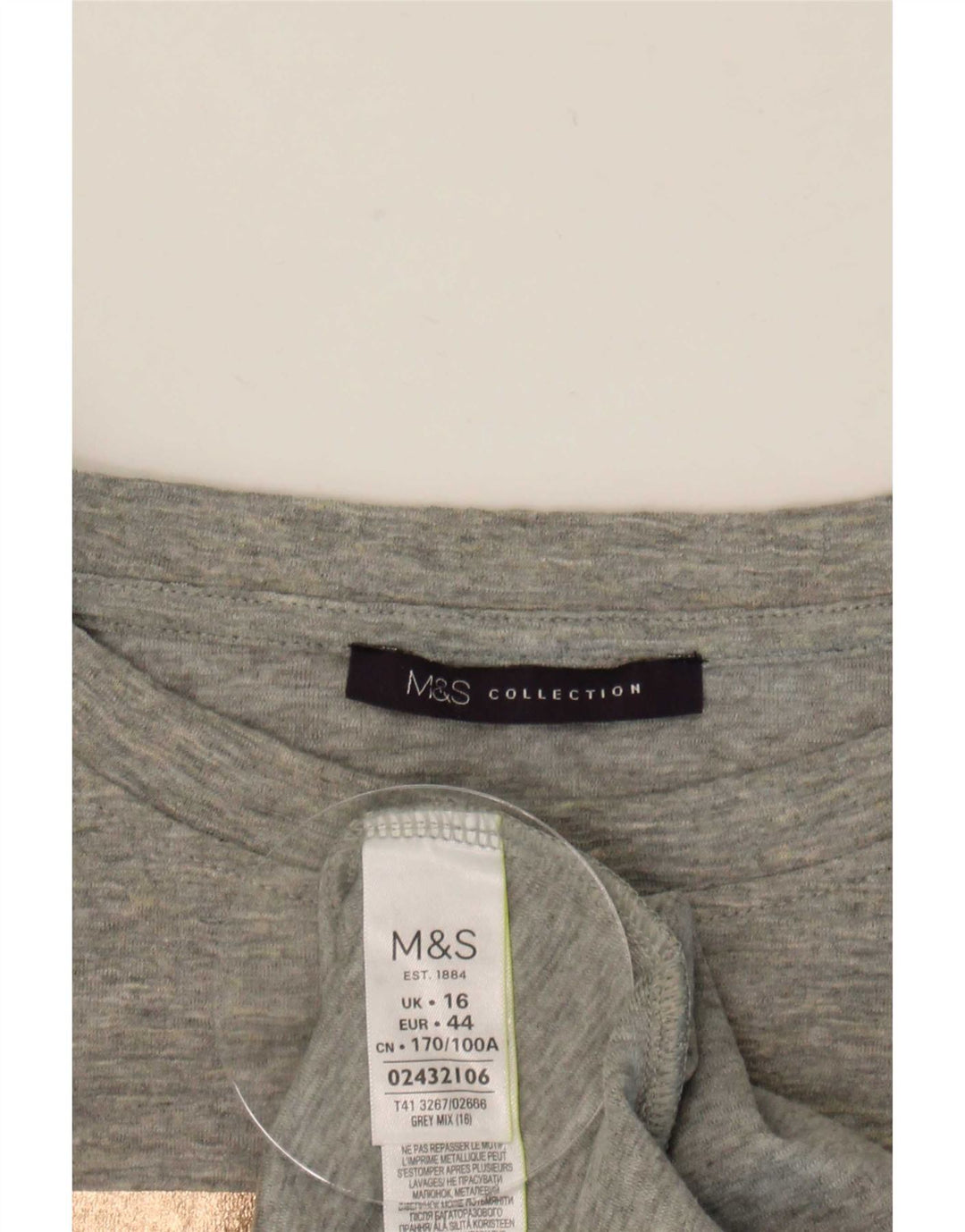 Marks & Spencer Dame Grafisk Top Langærmet UK 16 Large Grey Colourblock