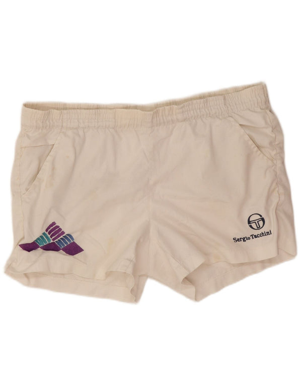 Sergio Tacchini Herre grafiske sportsshorts IT 46 Small White Polyester