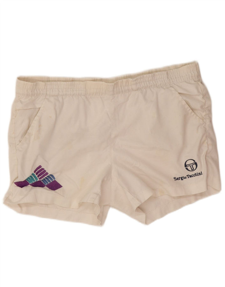 Sergio Tacchini Herre grafiske sportsshorts IT 46 Small White Polyester