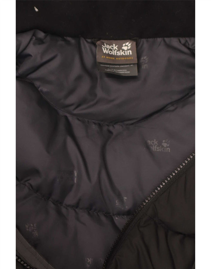 Jack Wolfskin Dame Hætte Polstret Frakke UK 10/12 Medium Sort Polyester