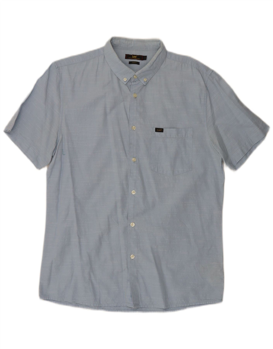 Lee Kortærmet Slim Fit-skjorte til mænd, stor blå bomuld