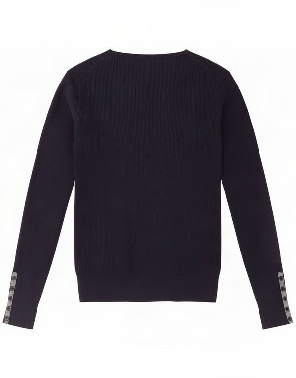 Massimo Dutti Dame Cardigan Sweater UK 14 Medium Navy Blue Cotton