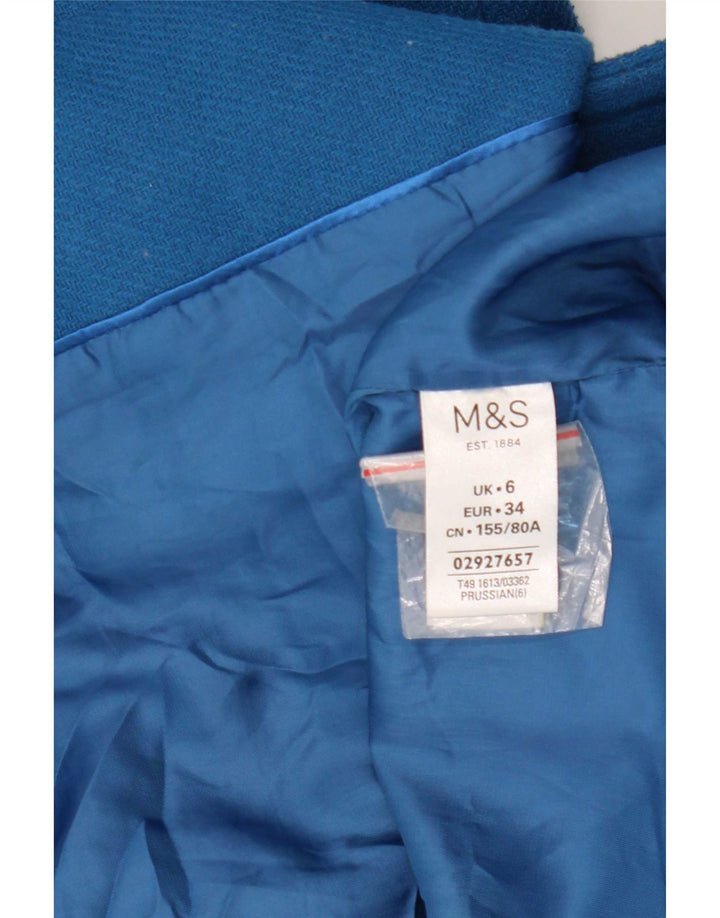 Marks & Spencer dobbeltradet frakke til kvinder UK 6 XS blå polyester