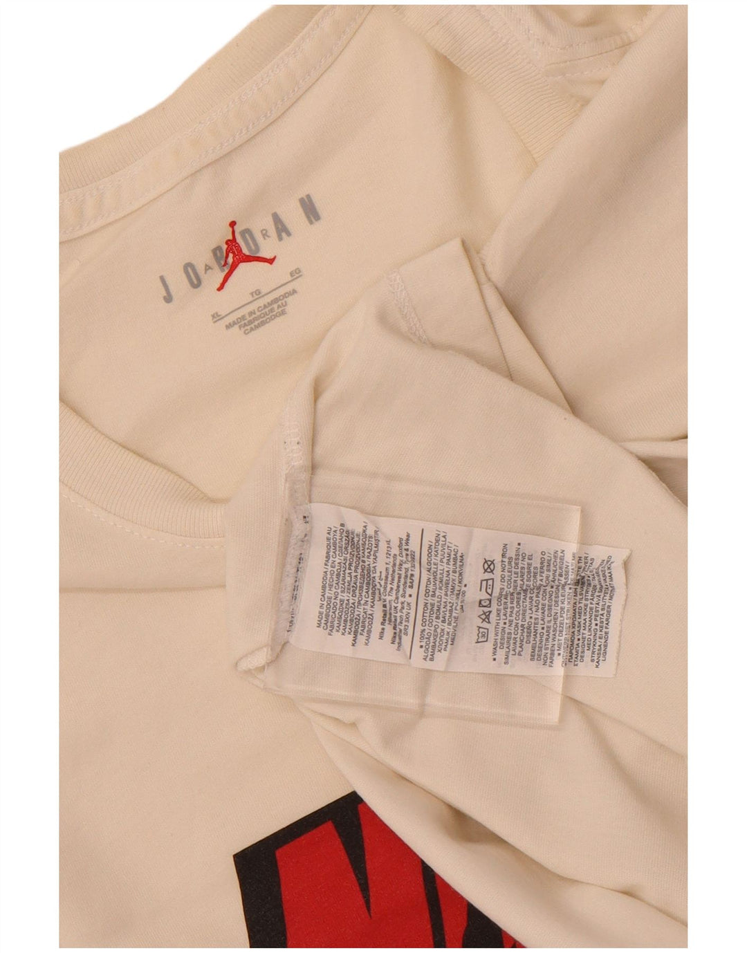 Jordan Herre Grafisk T-Shirt Top XL Hvid Bomuld