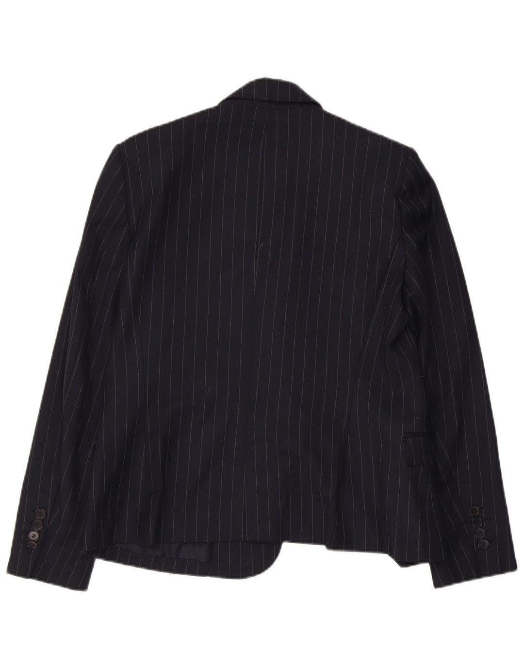 Zara Dame 1 Knap Blazer Jacket UK 14 Large Navy Blue Pinstripe