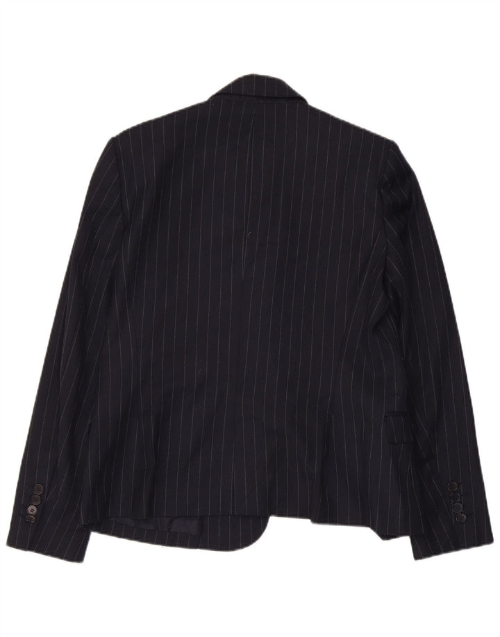Zara Dame 1 Knap Blazer Jacket UK 14 Large Navy Blue Pinstripe