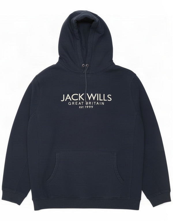 Jack Wills Grafisk hættetrøje til mænd XL marineblå bomuld