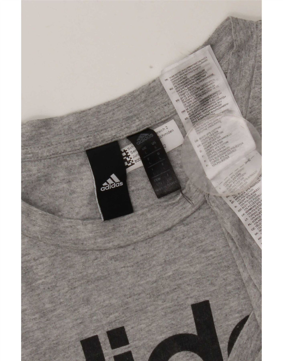 Adidas Herre Grafisk T-Shirt Top Stor Grå Bomuld