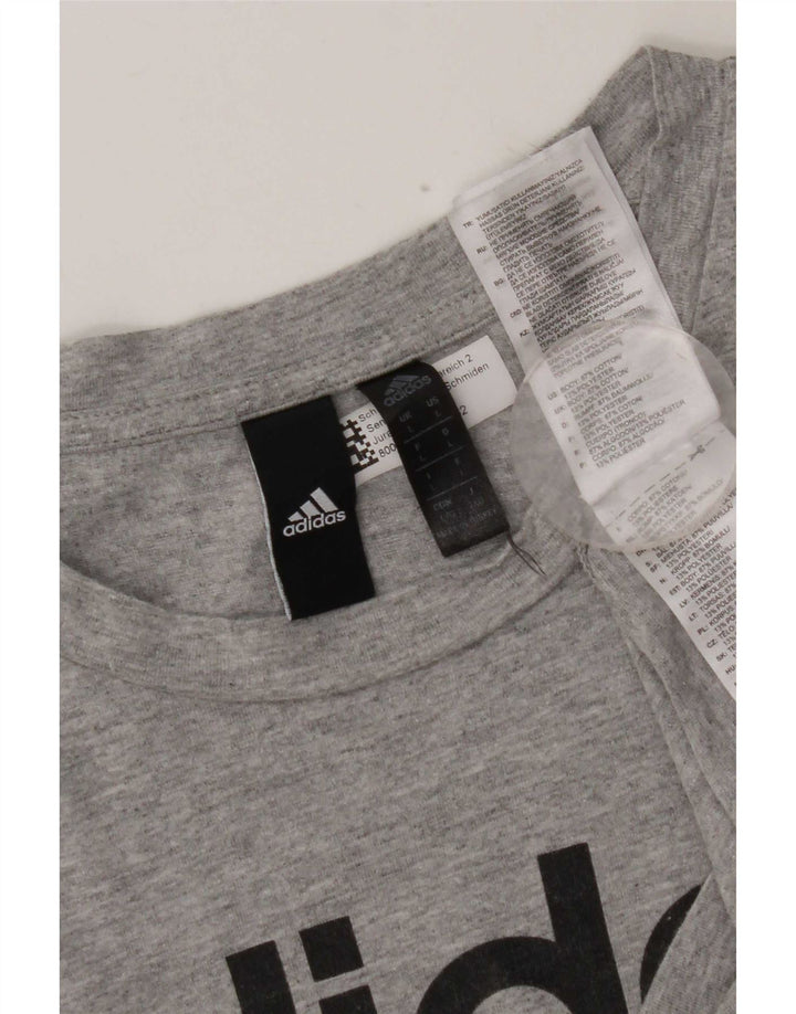 Adidas Herre Grafisk T-Shirt Top Stor Grå Bomuld
