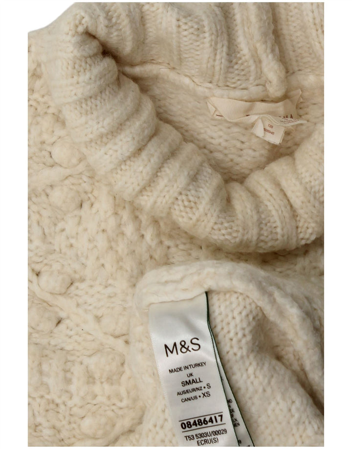 Marks & Spencer Dame Rullehals Sweater UK 10 Small Off White