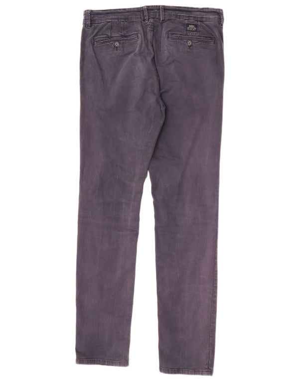Riffel Herre Slim Chino Bukser W32 L34 Marineblå Bomuld