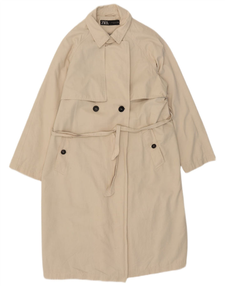 Zara Dame Trench Coat UK 14 Medium Beige Bomuld