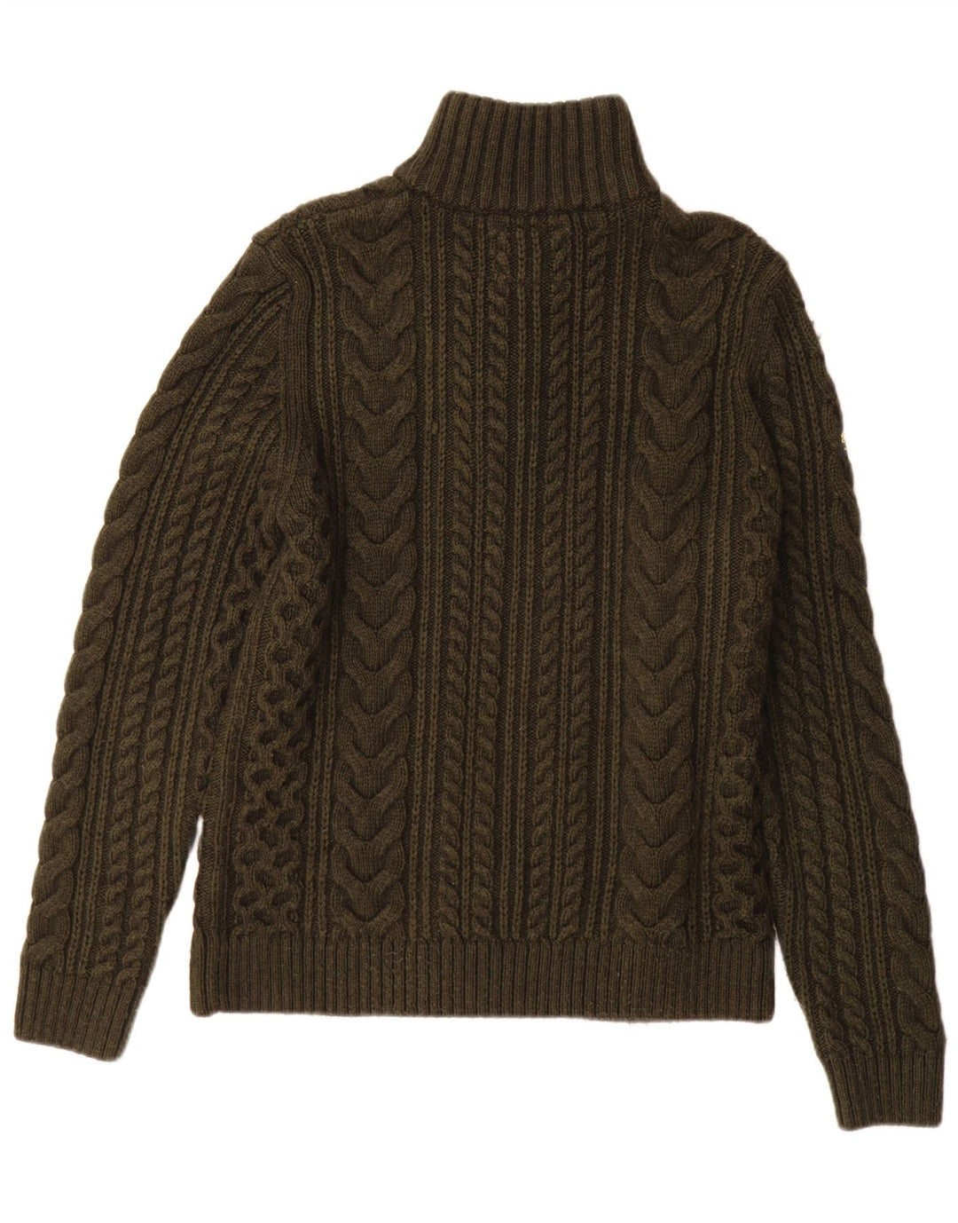 Superdry Sweater med lynlås til mænd, lille kakiuld
