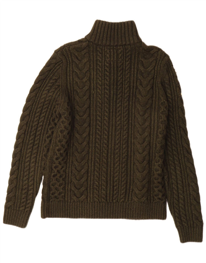 Superdry Sweater med lynlås til mænd, lille kakiuld